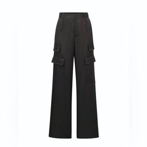 Noli Black satin Wide Leg Cargo Pants